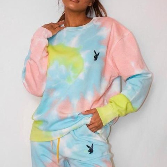 Missguided Sweaters - Playboy/Missguided Tiedye Sweatshirt